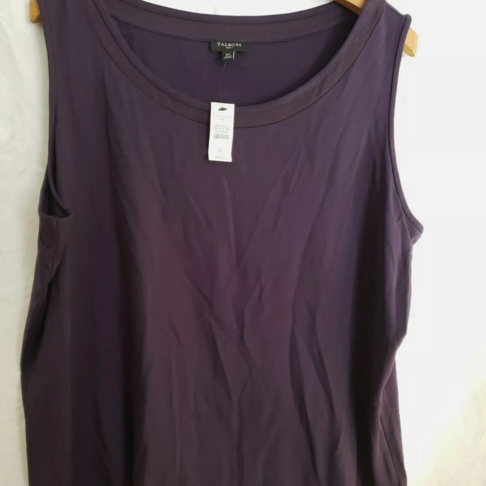 Talbots Size 2X Purple Knitted Blouse Sleeveless-